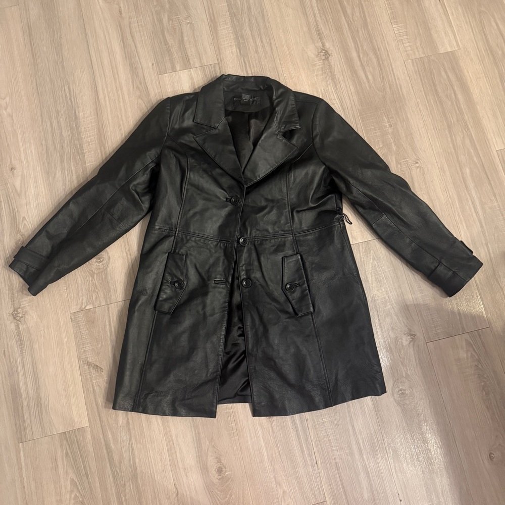 Black Leather Trench Coat